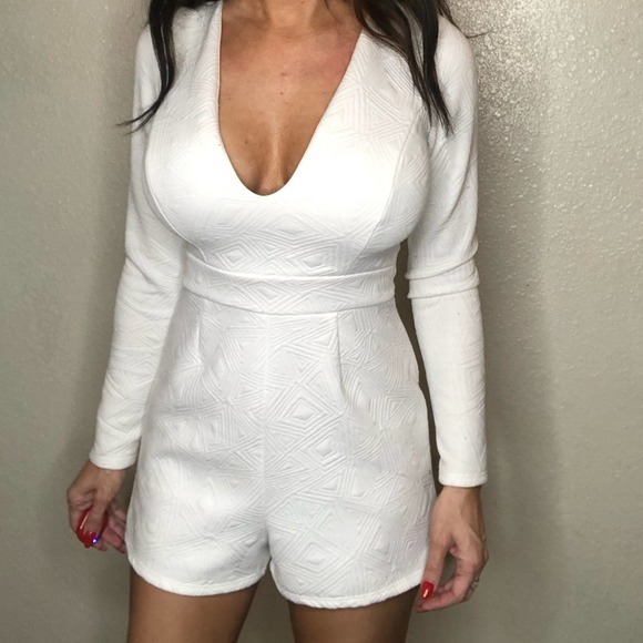 Charlotte Russe Pants - {Charlotte Russe} plunge V neck jumper romper S